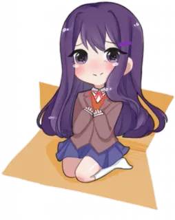 💜 Yuri Doki Doki Literature Club! Anime, Chibi, Dễ thương, Sticker, Doki Doki Literature Club, Yuri telegram sticker