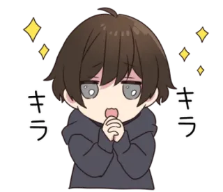 🙏 キラ anime, boy, sparkling, cute, chibi telegram sticker