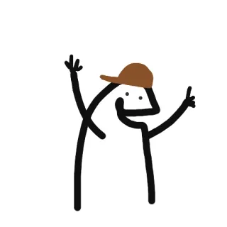 😁 stick figure, cartoon, drawing, character, hat, gesture whatsapp sticker