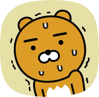 😟 Ryan kakaofriends, ryan, Bär, schwitzend, Figur whatsapp sticker