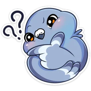 ❓ chim, bồ câu, dấu chấm hỏi, dễ thương, hoạt hình telegram sticker