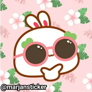 ❤️ @marjansticker Мультик, Кролик, Солнцезащитные очки, Розовый, Милый, Наклейка, Цветочный telegram sticker