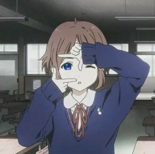 🖤 Anime, Mädchen, Schuluniform, Süß, Schüler, Zwinkern telegram sticker