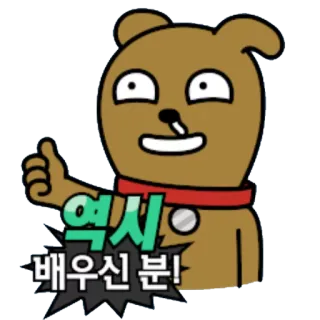 👍 역시 배우신 분! cachorro, desenho animado, polegar para cima, coreano, fofo telegram sticker