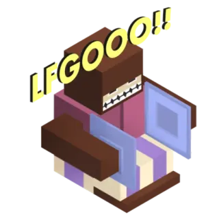 🙉 LFGGOOO!! jeu, personnage, 3D, bloc, drôle, excitation, fête telegram sticker