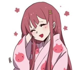🦄 anime, garota, sorrindo, fofa, feliz, ilustração telegram sticker