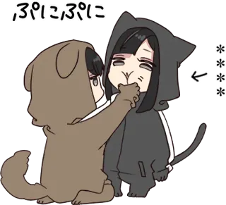 😓 ぷにぷに Anime, Carino, Cane, Gatto, Cartone animato, Kawaii telegram sticker