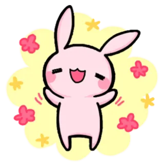 😄 lapin, mignon, animal, kawaii, dessin animé, rose, joyeux whatsapp sticker