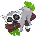 😴 lemur, sleeping, animal, cartoon, cute, tree branch, lazy telegram sticker