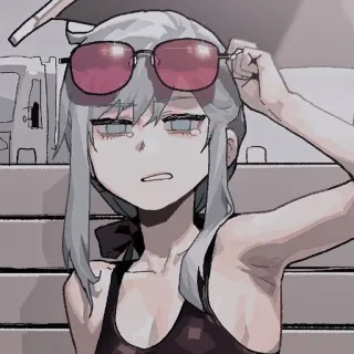 ⏳ anime girl, sunglasses, swimsuit, character, illustration telegram sticker