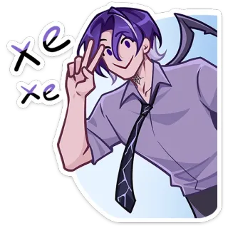 😆 xe xe Anime, Personaje, Dibujos animados, Sticker, Signo de la paz whatsapp sticker