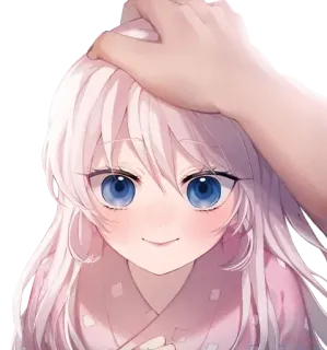 ❤️ Anime, chica, caricia cabeza, linda, pelo rosa, ojos azules telegram sticker