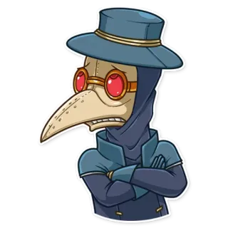 🙁 dokter wabah, masker, topi, medis, vintage, dokter telegram sticker