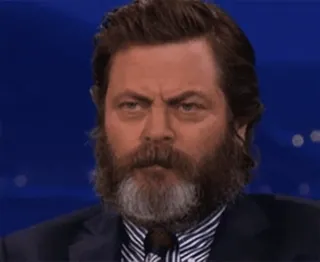 🤨 Ron Swanson Parks and Recreation รอน สวอนสัน, นิค ออฟเฟอร์แมน, Parks and Recreation, เครา, หนวด telegram sticker