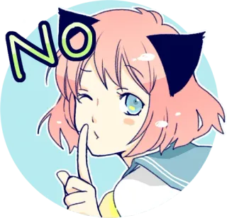 👎 NO Anime, Garota, Orelhas de gato, Piscadela, Não telegram sticker