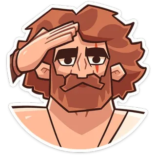 🫡 man, salute, cartoon, beard, ginger telegram sticker