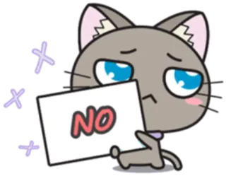 👎 NO cat, no, cute, animal, reject, disapprove, negative whatsapp sticker