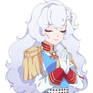 🙏 アニメ, キャラクター, 白い髪, 制服, フォーマル, 挨拶 telegram sticker