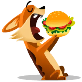 🍔 perro, hamburguesa, comida, comer, animal, hambre telegram sticker