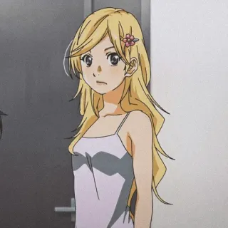 🩰 Kaori Miyazono Your Lie in April Anime, Blond haar, Bloem, Meisje, Personage telegram sticker
