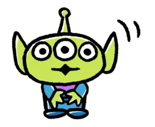 ❤ Alien Toy Story 외계인, 토이 스토리, 픽사, 세 개의 눈, 초록 외계인, 귀여운 telegram sticker