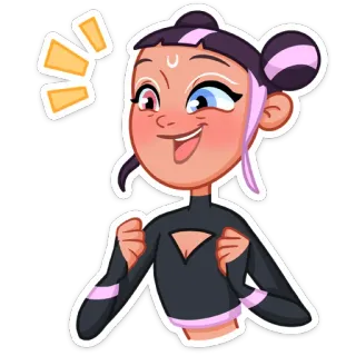 🤩 dibujo animado, emocionada, chica, pegatina telegram sticker