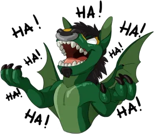 😆 HA! дракон, фурри, смех, мультик whatsapp sticker