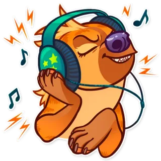 🎧 卡通, 动物, 音乐, 耳机, 树懒, 可爱 telegram sticker