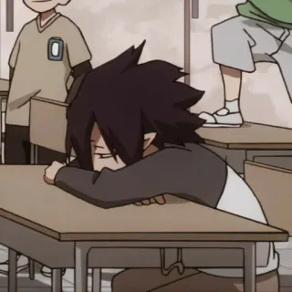 😞 Tamaki Amajiki My Hero Academia Тамаки Амаджики, Моя геройская академия, аниме, уставший, студент, класс, сонный telegram sticker