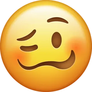 🥴 Emoji, Zwinkerndes Gesicht, Glücklich, Gesicht, Gelb, Ausdruck, Lächeln whatsapp sticker