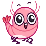 👍 crevette, dessin animé, mignon, animal, créature marine, rose whatsapp sticker