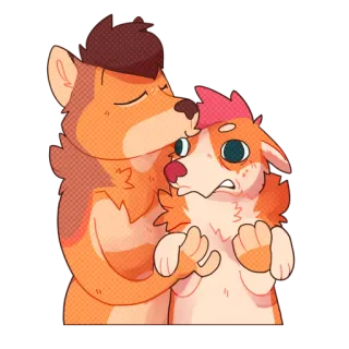 💋 dog, corgi, cute, cartoon, affectionate, scared telegram sticker