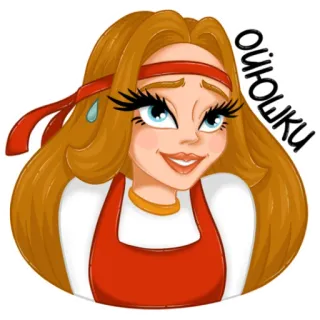 😅 ОЙЮШКИ desenho animado, mulher, loira, vermelho, faixa, expressão, adesivo whatsapp sticker
