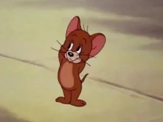 🖤 Jerry Tom and Jerry dessin animé, souris, animal, mignon, joyeux, gai whatsapp sticker