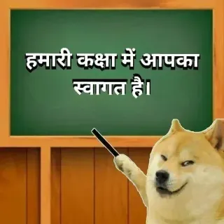 😅 हमारी कक्षा में आपका स्वागत है। doge, приветствие, класс, хинди, здравствуйте whatsapp sticker