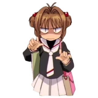 🎈 Sakura Kinomoto Cardcaptor Sakura Anime, Cardcaptor Sakura, Sakura Kinomoto, Arrabbiato, Uniforme scolastica, Magia telegram sticker