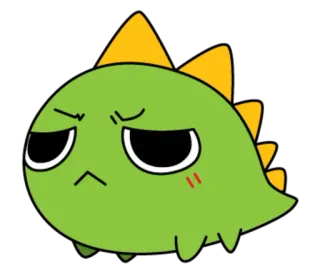 😕 динозавр, мультфильм, милый, злой, ворчливый, зеленый telegram sticker