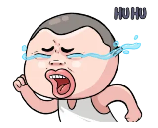 😭 HUHU llorando, triste, dibujos animados, emociones, hu hu, lágrimas whatsapp sticker