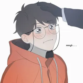 🦋 mmgh... cartoon, cute, anime, boy, glasses, orange hoodie telegram sticker
