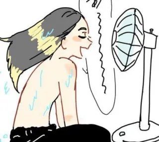 💦 animé, transpirant, chaleur, fan, épuisé telegram sticker