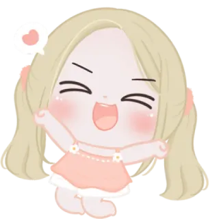 🍬 lindo, chica, dibujos animados, kawaii, corazón, feliz telegram sticker