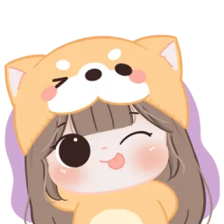 😼 fofo, menina, anime, cachorro, desenho animado, kawaii, adesivo telegram sticker