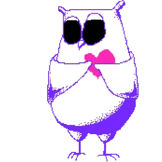 💝 burung hantu, hati, imut, binatang, ungu, putih telegram sticker