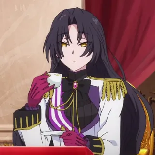 🧬 anime, character, tea, elegant, purple whatsapp sticker