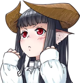 😤 アニメ, 女の子, 角, かわいい, モンスター娘, 赤面, アニメスタイル telegram sticker