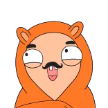 😁 卡通, 搞笑, 动物, 角色, 帽衫, 胡子, 舌头 telegram sticker