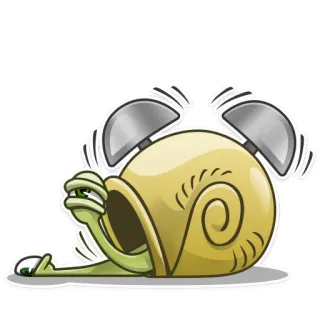 ⏰ escargot, réveil, endormi, fatigué, dessin animé, animal telegram sticker