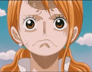 🥺 Nami One Piece аниме, мультфильм, персонаж, выражение, грустный telegram sticker