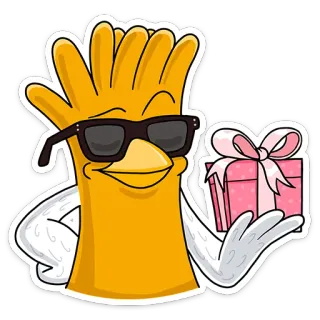 🎁 luva, presente, desenho animado, personagem, óculos de sol, presente whatsapp sticker