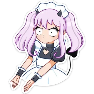 😳 Anime, Mädchen, Maid, Süß, Kawaii, Teufel, Hörner telegram sticker